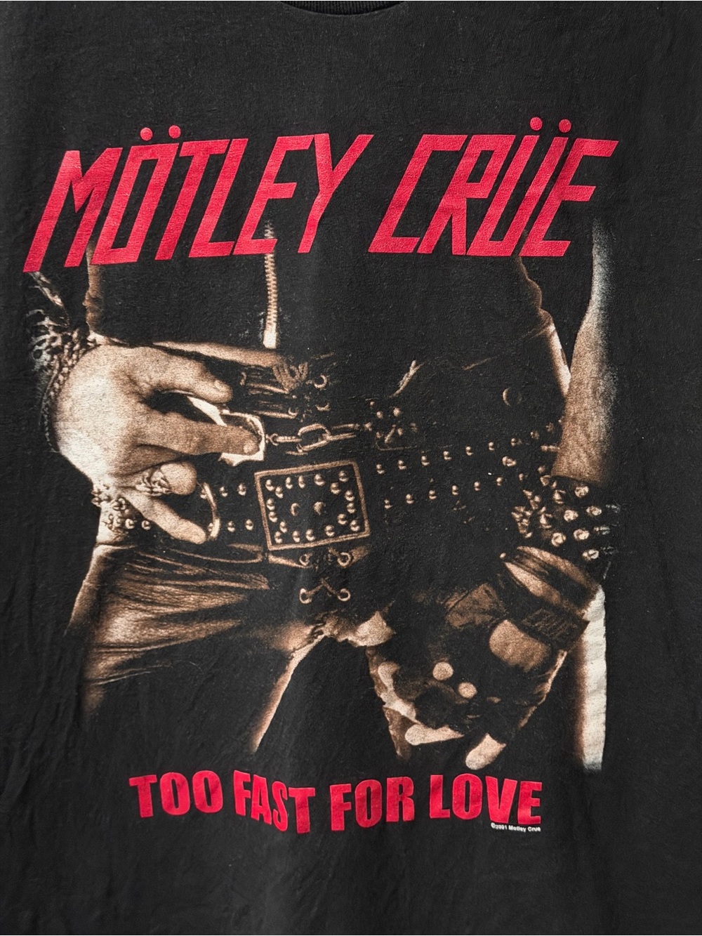 Vintage Y2K Motley Crue “Too Fast For Love” Cut Off Shirt Large Bin 3 - Picture 2 of 7